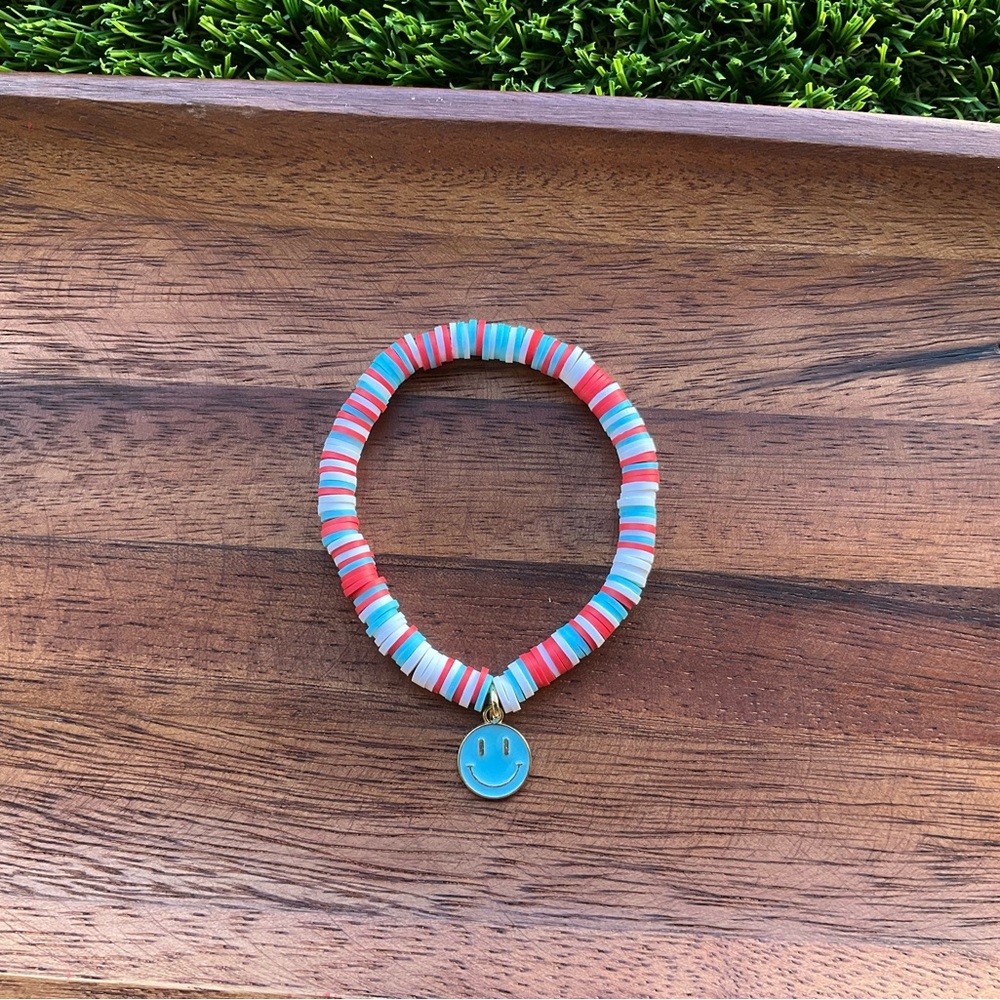 Colorful Smiley Face 4th of July bracelet
